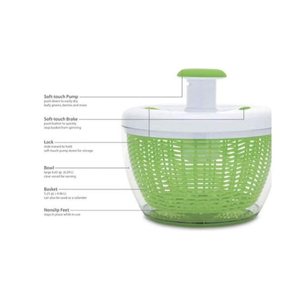 Farberware Professional Easy to Use Pump Plastic Salad Spinner 6.6 qt New - Picture 10 of 12